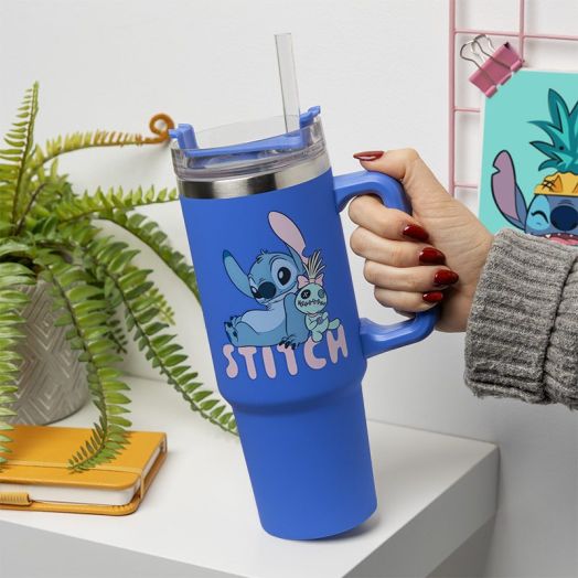 Stitch Blue 900ml Insulated Cup and Straw