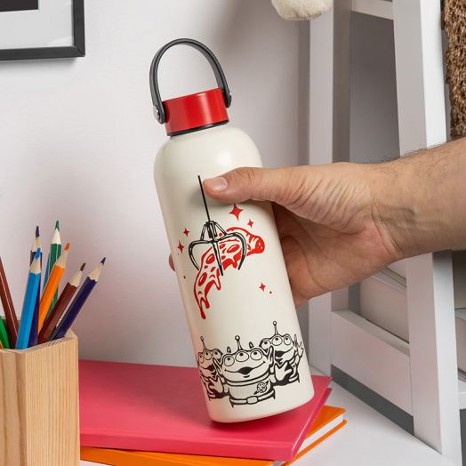 Pizza Planet Metal Water Bottle with Carry Loop