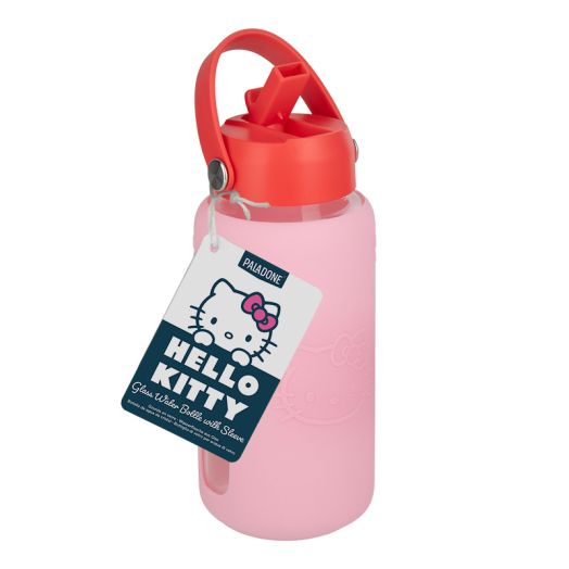 Hello Kitty Glass Water Bottle with Sleeve