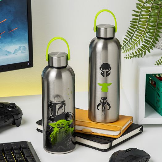 Mandalorian and Grogu Metal Bottle with Carry Loop