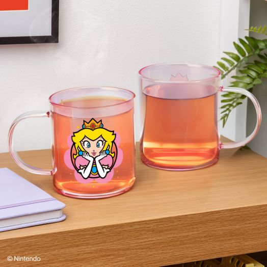 Princess Peach Iridescent Glass Mug